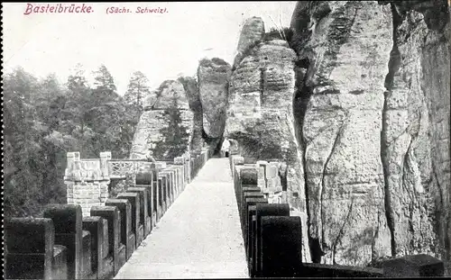 Ak Lohmen Sächsische Schweiz, Bastei, Basteibrücke