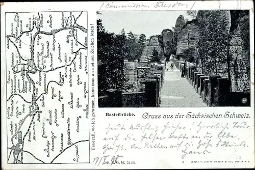 Landkarten Ak Lohmen im Elbsandsteingebirge, Bastei, Basteibrücke