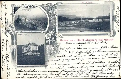 Ak Altweier Haut Rhin, Ruine Giersberg, Hotel Musberg