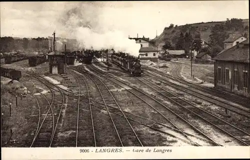 Ak Langres Haute Marne, Gare, chemin de fer
