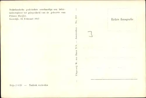 Ak Soestdijk Baarn Utrecht Niederlande, Pfadfinder, Beatrix, 1947