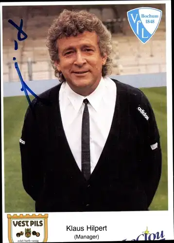 Sammelbild Klaus Hilpert, Manager, VfL Bochum, Autogramm