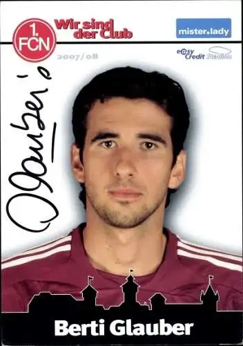 Sammelbild Fußballspieler Berti Glauber, 1. FC Nürnberg