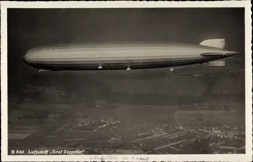 Ak Bâle Basel Stadt Schweiz, Luftschiff LZ 127 Graf Zeppelin über der Stadt