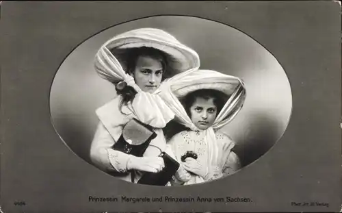 Ak Prinzessinnen Margarete und Anna von Sachsen, Portrait