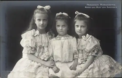 Ak Prinzessinnen Margarethe, Anna und Alix von Sachsen, Portrait