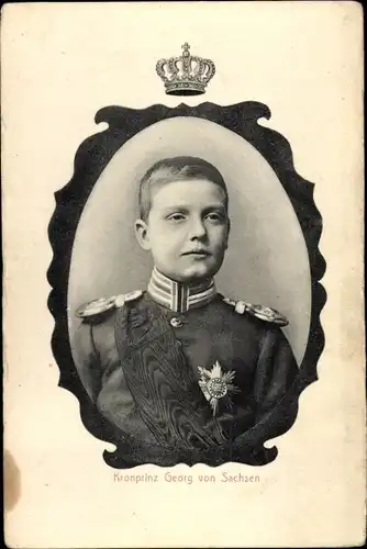 Passepartout Ak Kronprinz Georg von Sachsen, Portrait