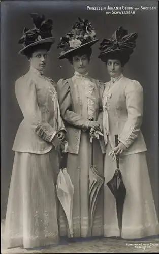 Ak Prinzessin Johann Georg von Sachsen mit Schwestern, Maria Immaculata von Bourbon Sizilien