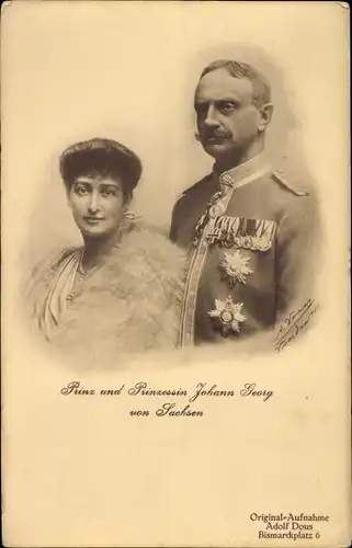 Ak Prinz und Prinzessin Johann Georg von Sachsen, Maria Immaculata von Bourbon Sizilien