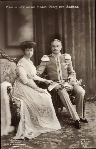 Ak Prinz und Prinzessin Johann Georg von Sachsen, Kürassieruniform