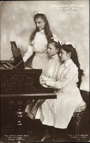 Ak Prinzessinen Margarete, Alix und Anna von Sachsen