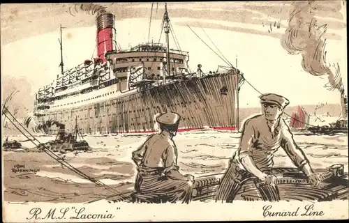 Künstler Ak Dampfer Laconia, Cunard Line