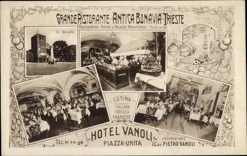Ak Triest Trieste Friuli Venezia Giulia, Grande Ristorante Antica Bonavia, Hotel Vanoli Piazza Unita