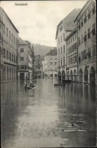 Ak Feldkirch in Vorarlberg, Hochwasserkatastrophe 15. und 16. Juni 1910, Neustadt