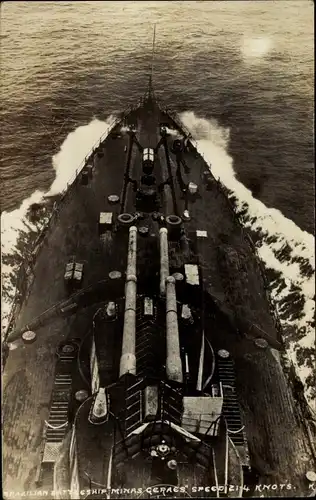 Ak Brasilianisches Kriegsschiff Minas Geraes, Geschütze an Deck