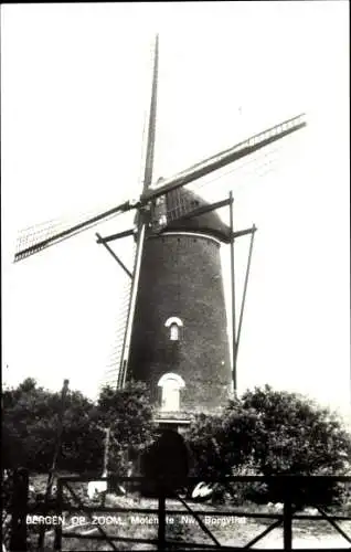 Ak Bergen op Zoom Nordbrabant Niederlande, Molen te Nw. Borgvliet