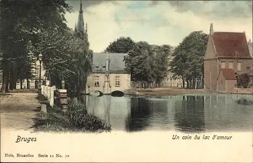 Ak Bruges Brügge Flandern Westflandern, Un coin du lac d'amour