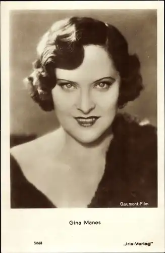 Ak Schauspielerin Gina Manes, Portrait