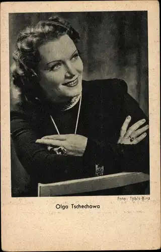 Ak Schauspielerin Olga Tschechowa, Ross Verlag, Portrait, Ring, Kette