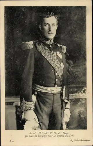 Ak König Albert I. von Belgien, Portrait in Uniform