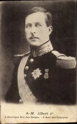 Ak Albert I., Roi des Belges, Decore de la Medaille Militaire, Portrait