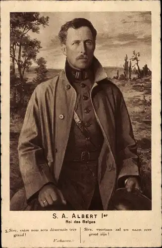 Ak Adel Belgien, König Albert I. in Uniform