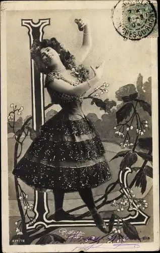 Buchstaben Ak Buchstabe L, Frauenportrait, Tänzerin