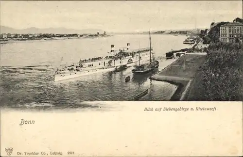 Ak Bonn am Rhein, Siebengebirge und Rheinwerft, Salondampfer