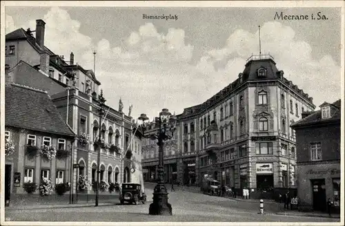 Ak Meerane Sachsen, Bismarckplatz, Geschäft J. Recher