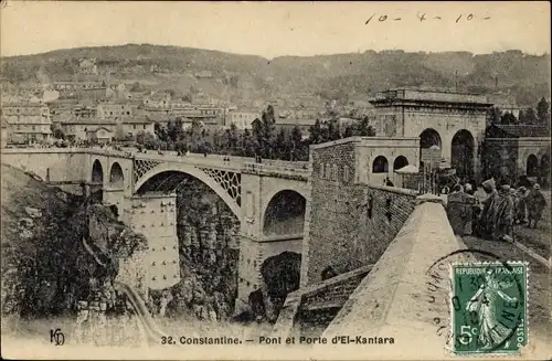 Ak Constantine Algerien, Pont et Porte d'El-Kantara