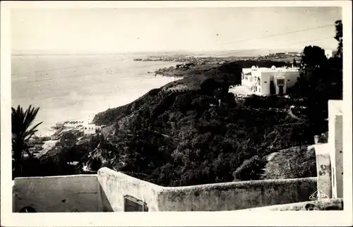 Ak Sidi Bou Said Tunesien, Vue panoramique, Teilansicht der Ortschaft, Meer