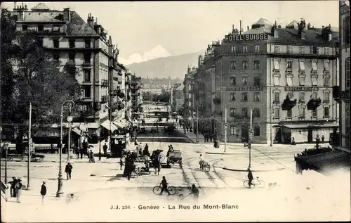 Ak Genève Genf Schweiz, Rue du Mont Blanc, Hotel Suisse