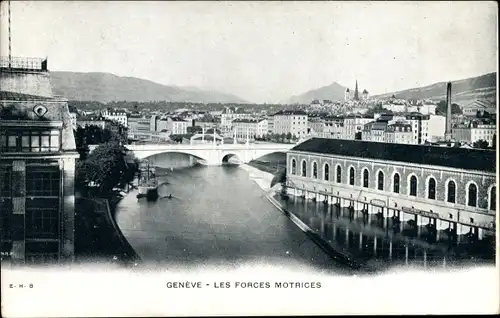 Ak Genève Genf Schweiz, Les Forces Motrices, Kanalpartie