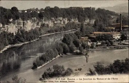 Ak Genève Genf Schweiz, La Jonction du Rhone et de l'Arve