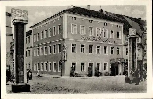 Ak Bischofswerda in Sachsen, Hotel Goldene Sonne, Säulen