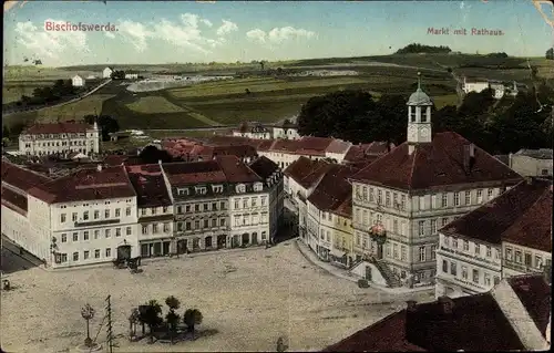 Ak Bischofswerda in Sachsen, Markt mit Rathaus