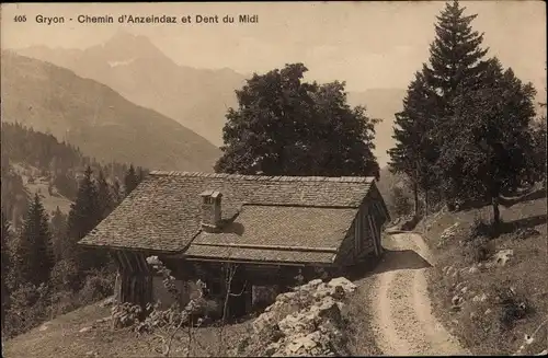 Ak Gryon Kanton Waadt, Chemin d'Anzeindaz et Dent du Midi