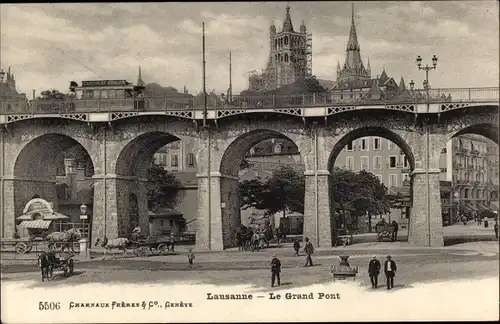 Ak Lausanne Kanton Waadt, Le Grand Pont