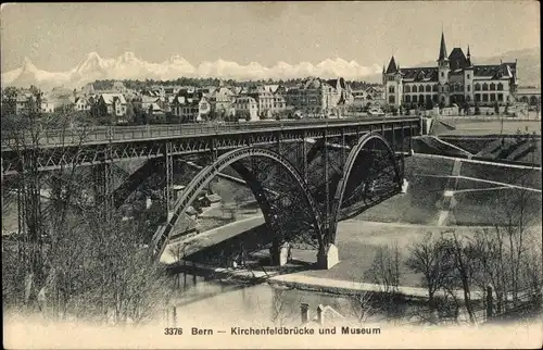 Ak Bern Stadt Schweiz, Kirchfeldbrücke und Museum