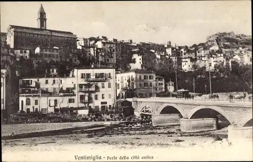 Ak Ventimiglia Liguria, Parte della citta antica, Altstadt, Brücke