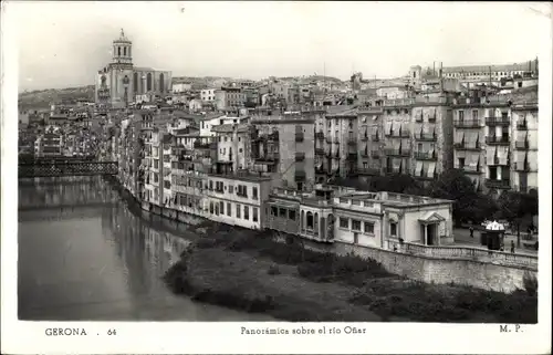 Ak Gerona Girona Katalonien, Panoramica sobre el rio Oñar