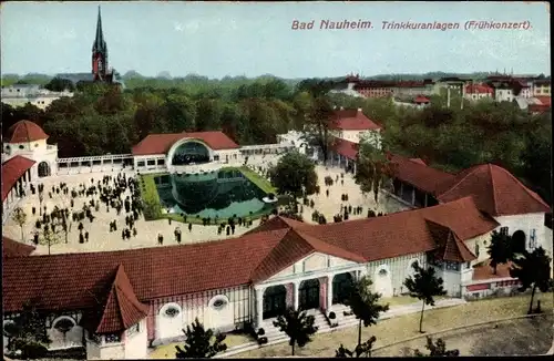 Ak Bad Nauheim in Hessen, Trinkkuranlagen, Frühkonzert, Kirchturm