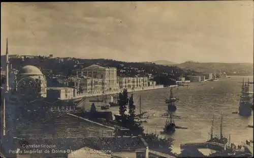 Ak Konstantinopel Istanbul Türkei, Palais de Dolma, Baghtsche, Hafen