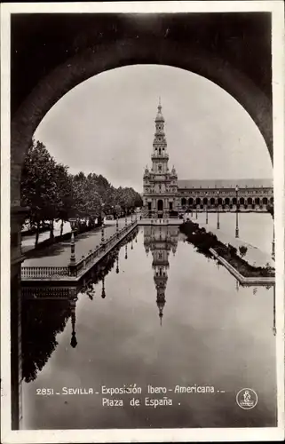 Ak Sevilla Andalusien Spanien, Exposicion Ibero Americana, Plaza de Espana