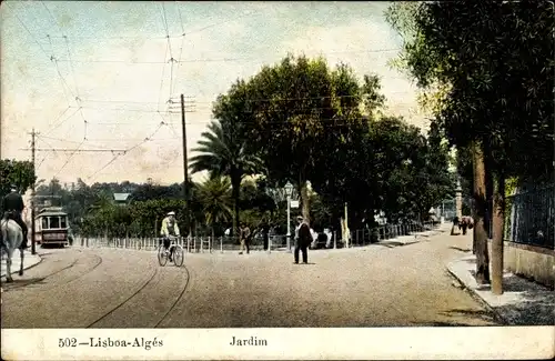 Ak Lisboa Lissabon Portugal, Jardim, Park, Straßenpartie