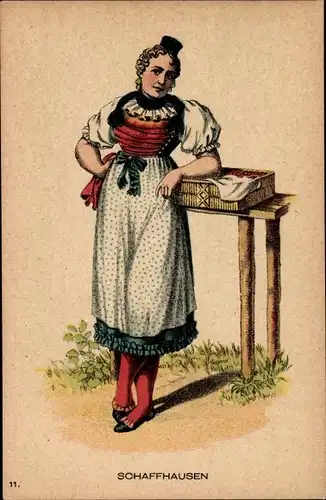Ak Kanton Schaffhausen, Frau in schweizerischer Tracht