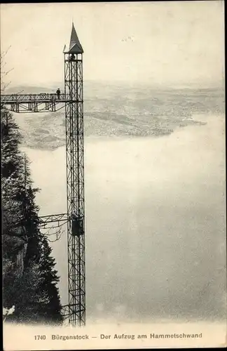 Ak Bürgenstock Kanton Nidwalden, Der Aufzug am Hammetschwand