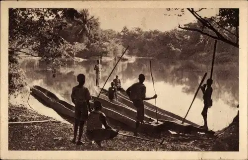 Ak Französisch Kongo, Pecheurs congolais, Fischer, Boote