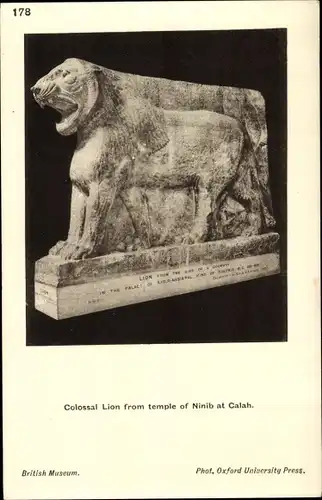 Ak Oxford Oxfordshire England, Colossal Lion from temple of Ninib at Catah, British Museum