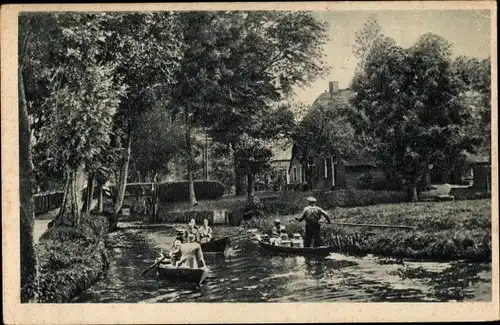Ak Giethoorn Overijssel Niederlande, Gewässer, Menschen mit Booten